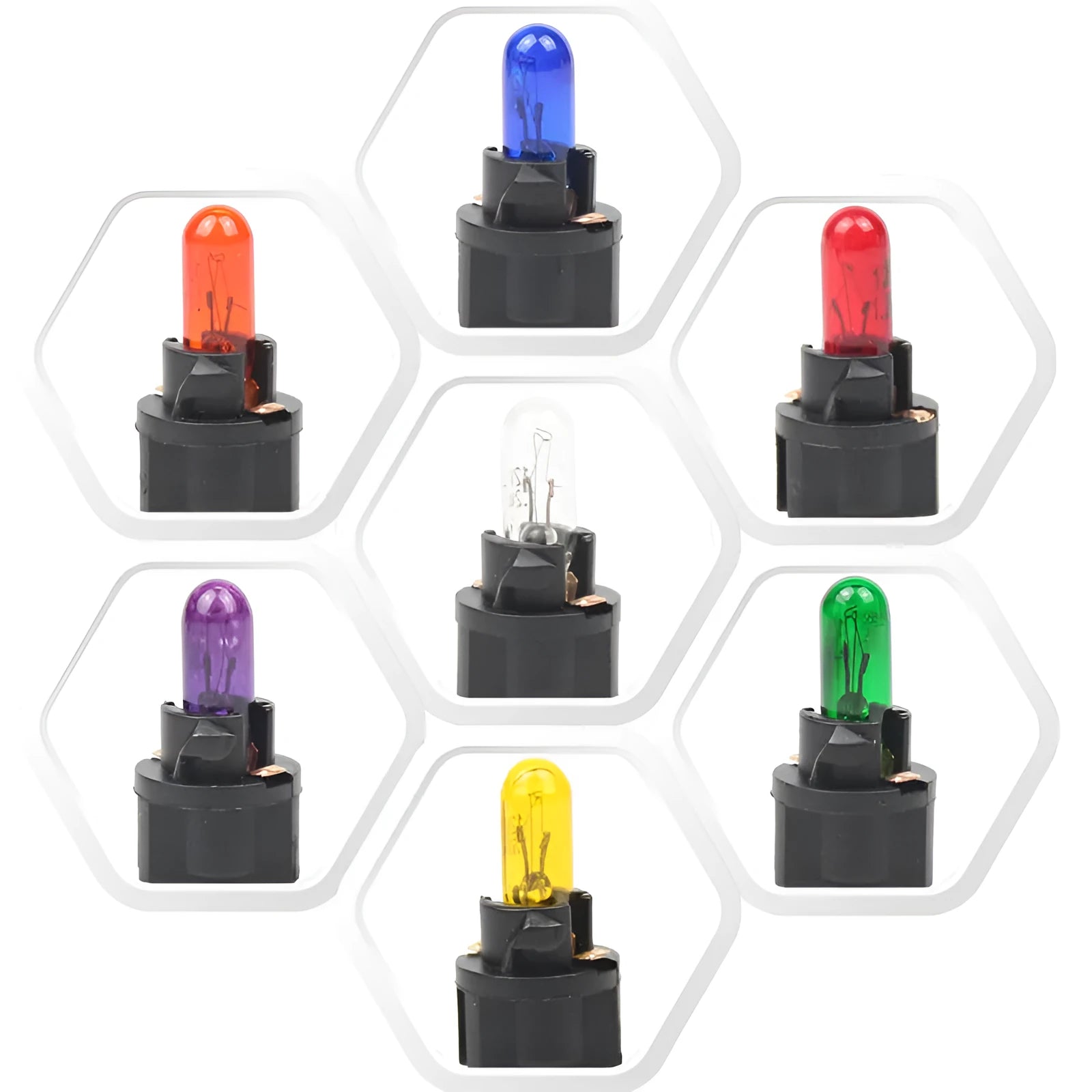 T5 12V 1.2W car bubble meter indicator light bulb showing six colour options