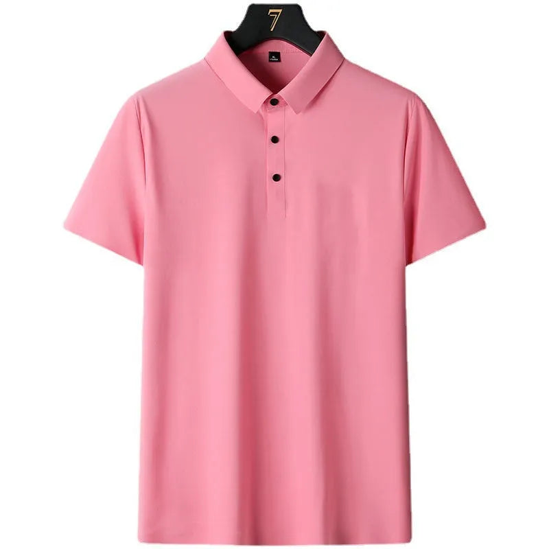 Non-ironing solid colour men's short sleeve business casual top in nylon fabric