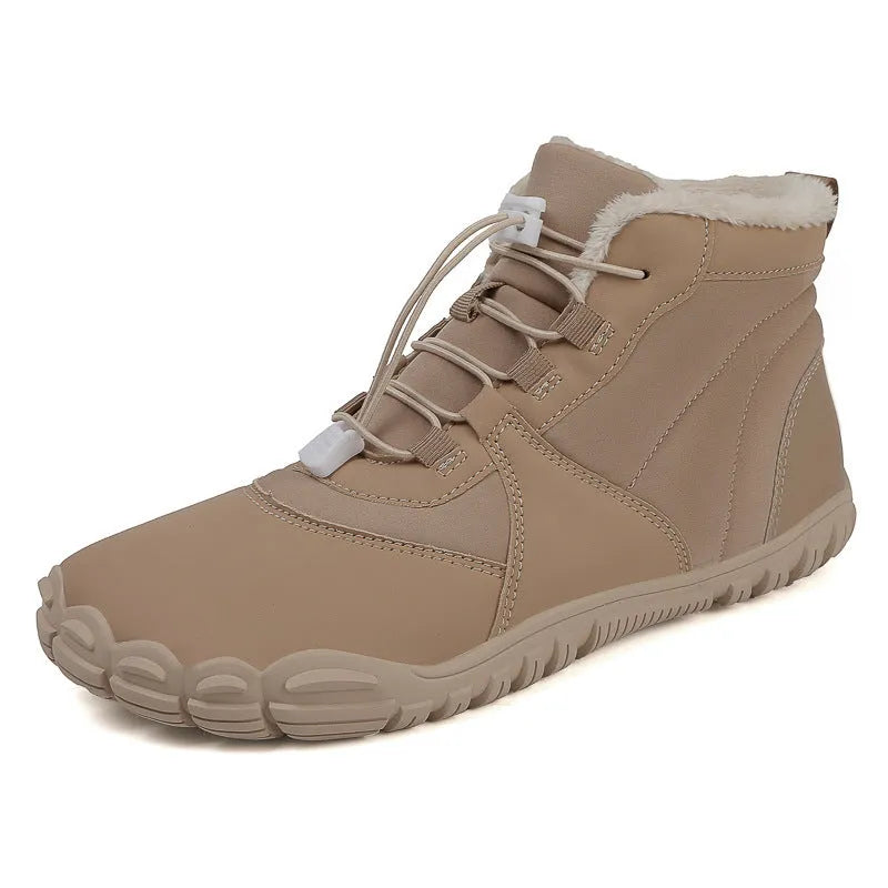 Waterproof fleece-lined snow boots with lace-up front and rubber non-slip sole.
