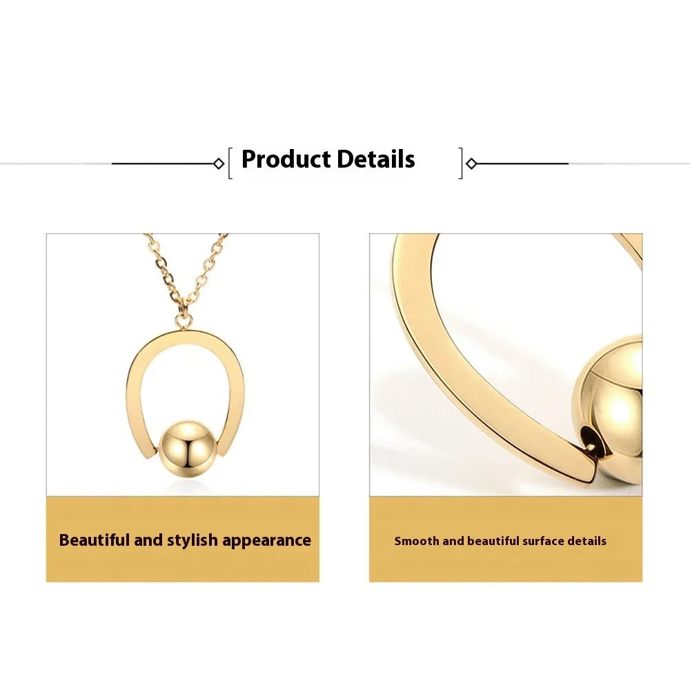 Adjustable stainless steel necklace with a geometric pendant in a gold electroplated finish.
