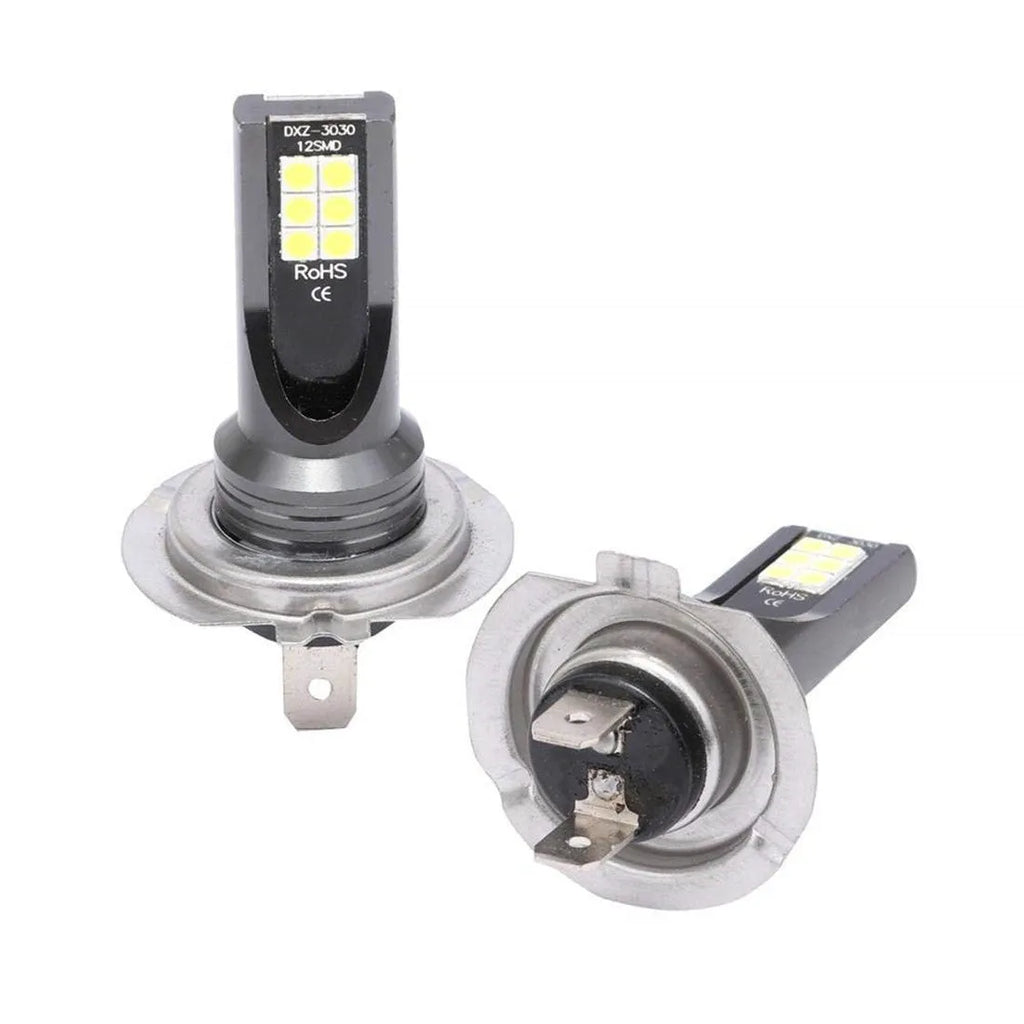 H7 110W LED car fog light bulb with 12 SMD chips and aluminium housing.