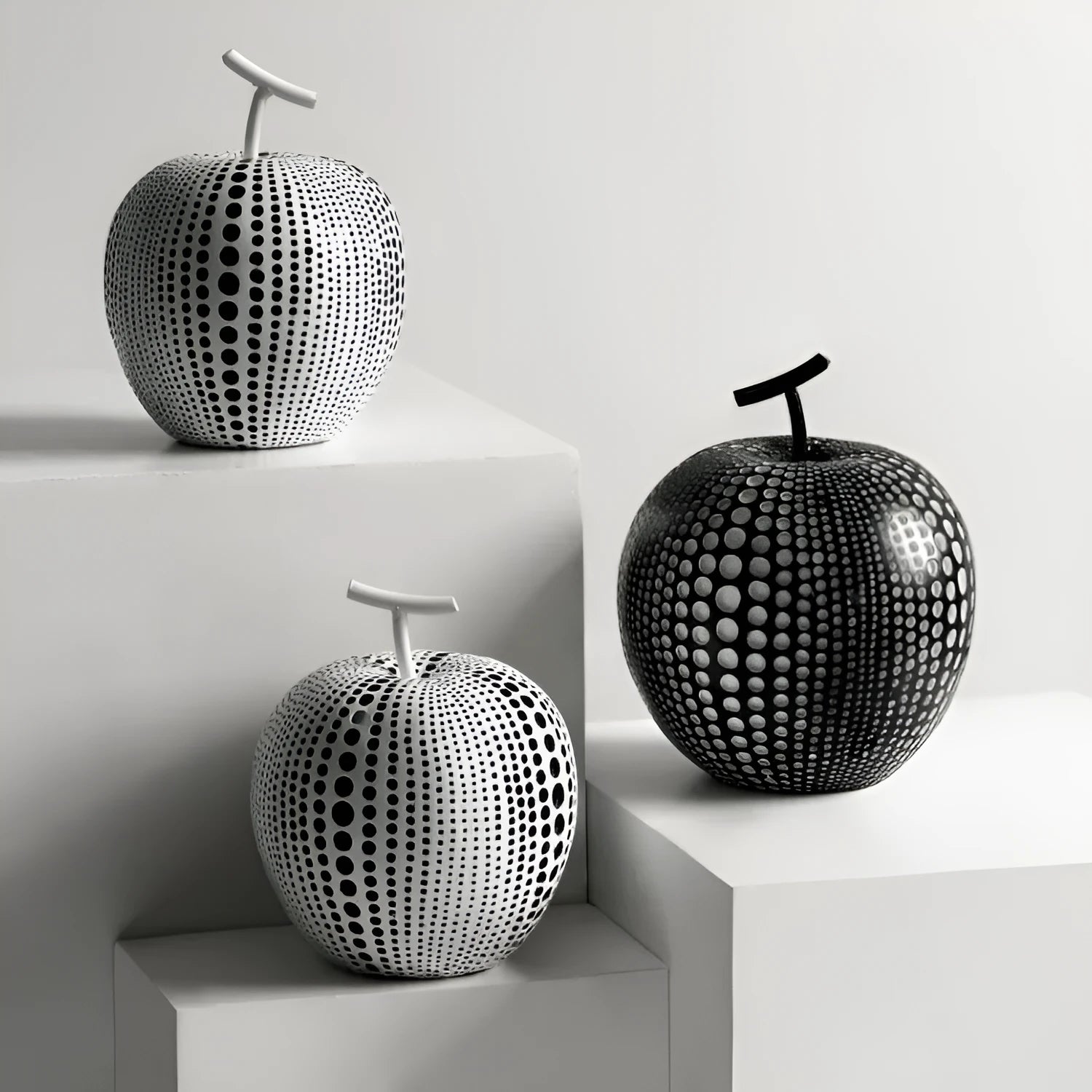 Resin decorative fruit crafts in apple and pear shapes with glossy finish in multiple colours