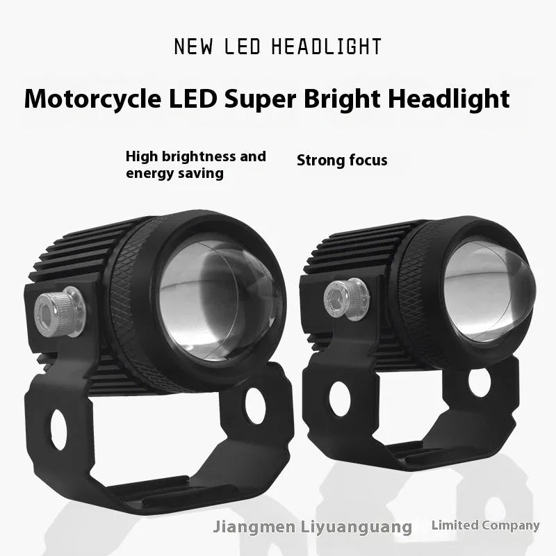 External fisheye Lock and Load spray motorcycle spotlight pair with aluminium housing