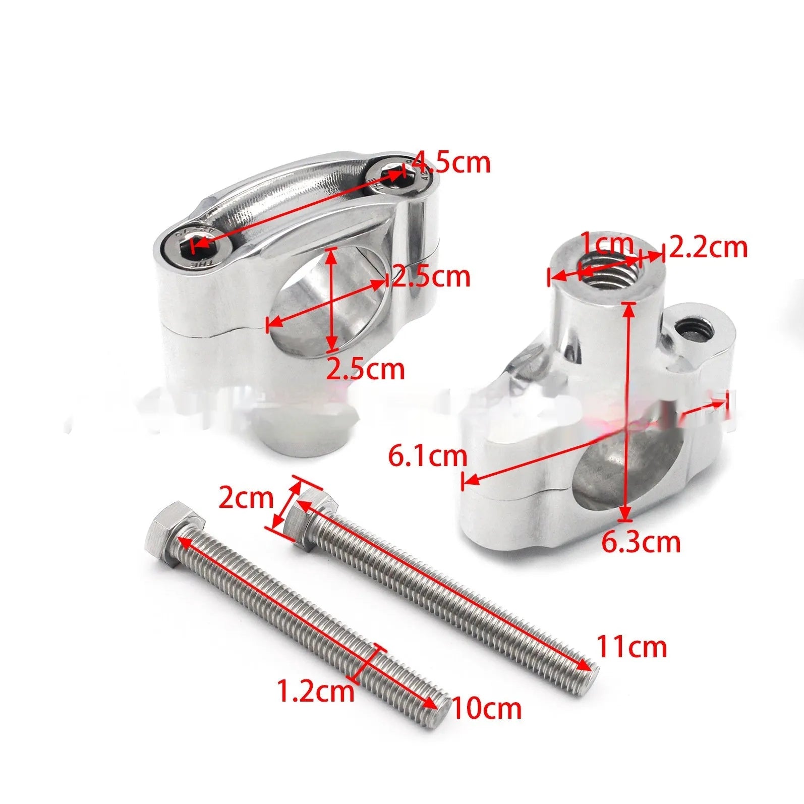 Silver aluminium universal motorcycle handle vertical plate set with 1 inch hole and 10mm bolt