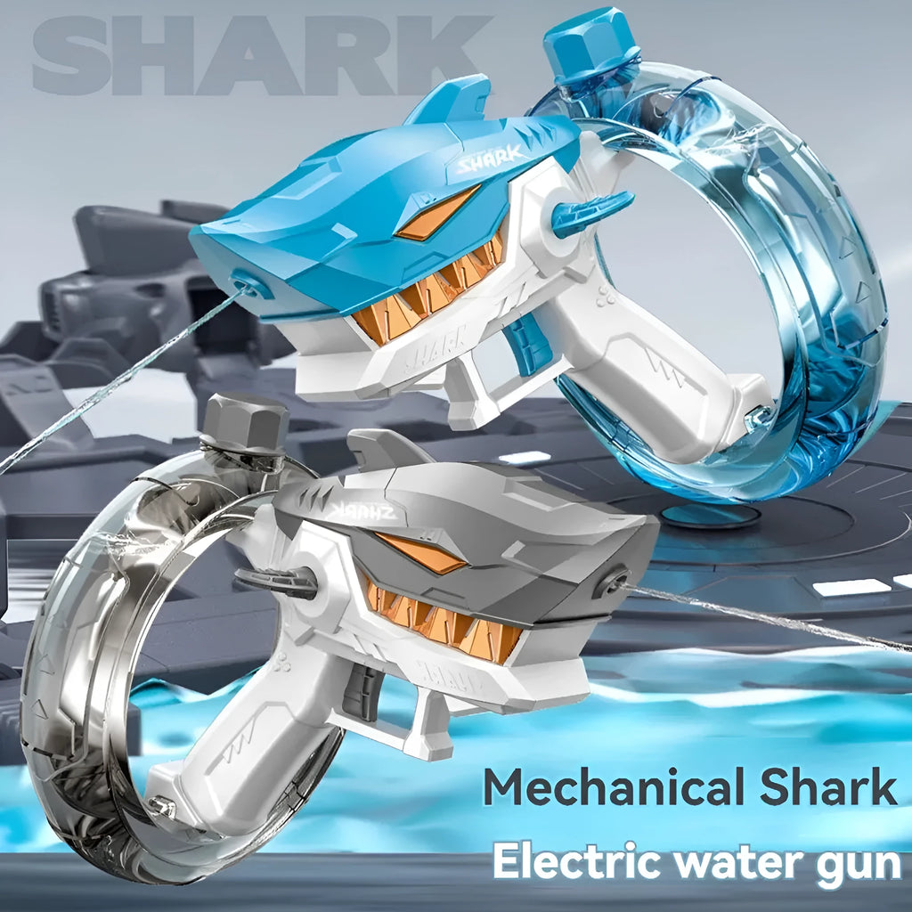 Shark electric water gun toy with automatic continuous fire function in blue colour