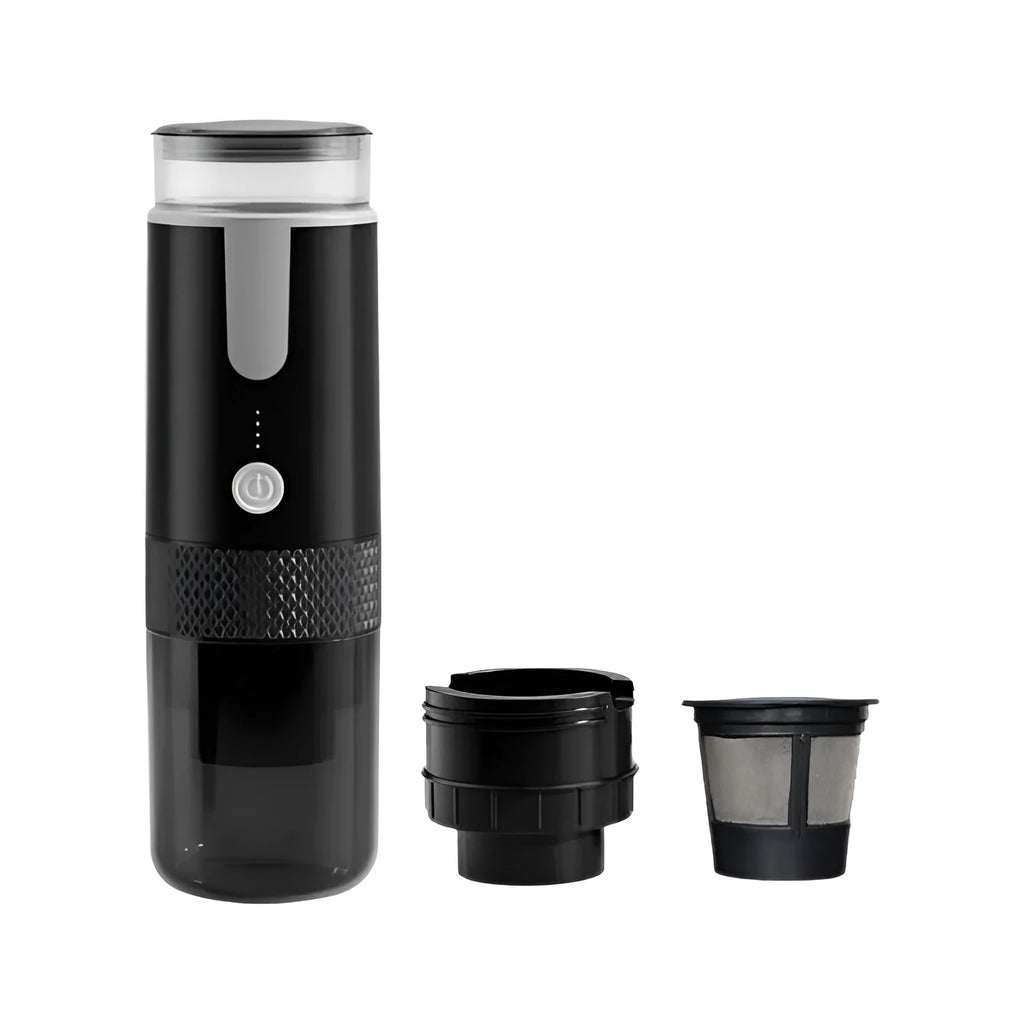 Black portable K CUP coffee machine for vehicle and outdoor use