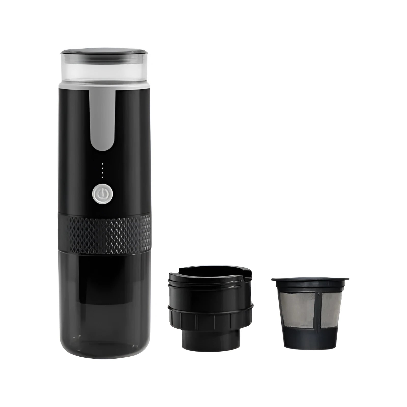 Black portable K CUP coffee machine for vehicle and outdoor use