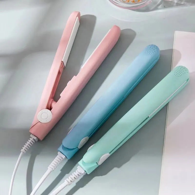 Mini hairdressing splint straightener for bangs and perm styling with storage box in choice of five colours.