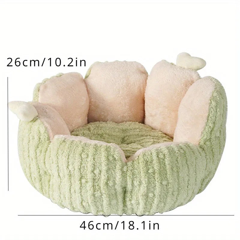 Cactus-themed cat litter kennel pet bed in purple or green, showing large and small size options