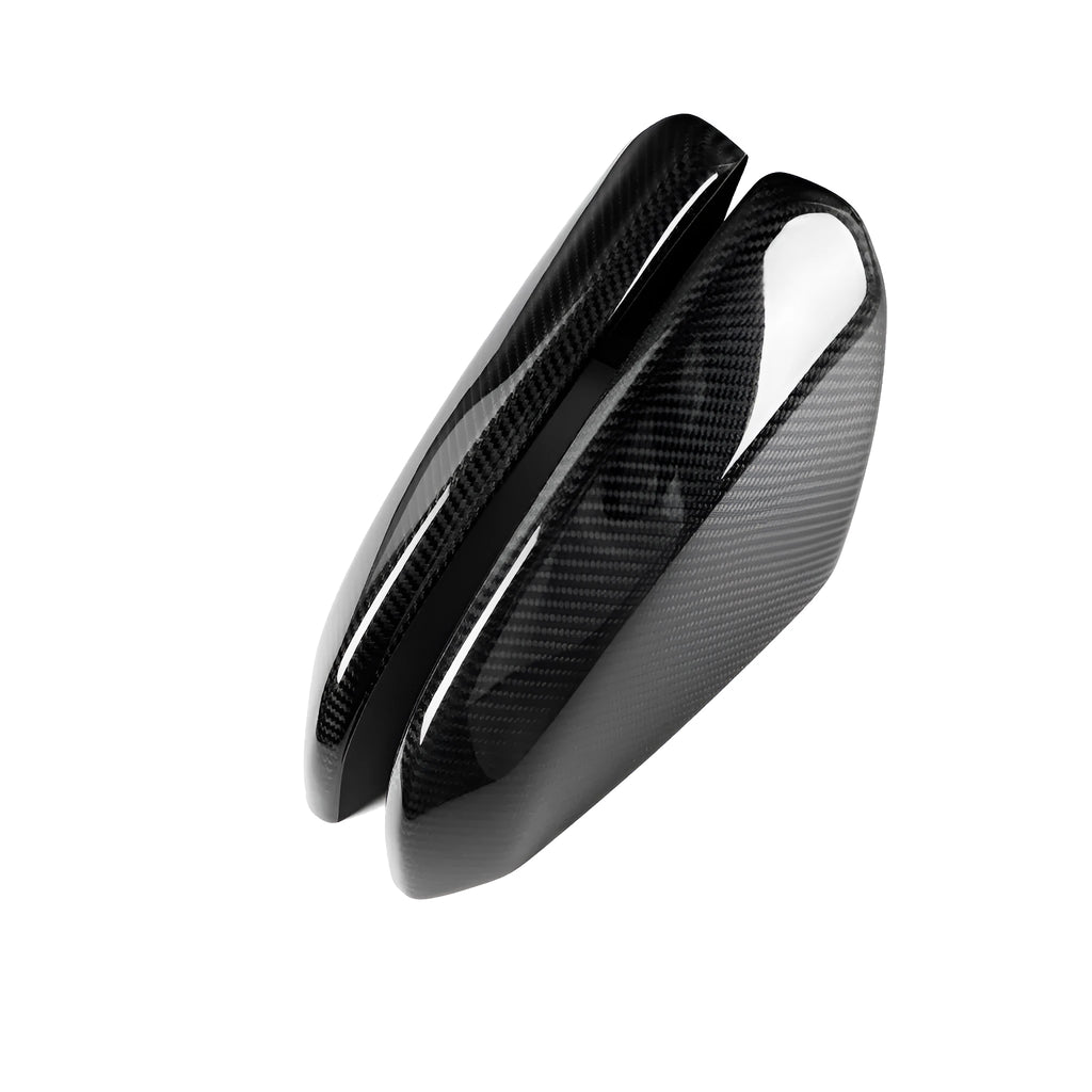 Carbon fibre rearview mirror shell sticker in black, 135mm x 305mm, for Honda Civic 10th generation