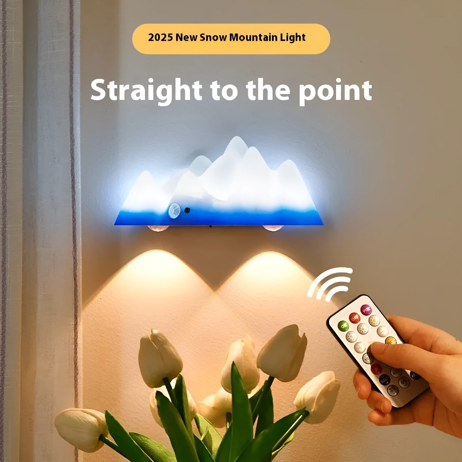 Snow Mountain chargeable night lamp with remote control, colourful modern simplicity design, 178x60x78mm