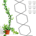 Hexagonal iron ring plant flower rack with 18 hooks, foldable metal climbing frame for plant display