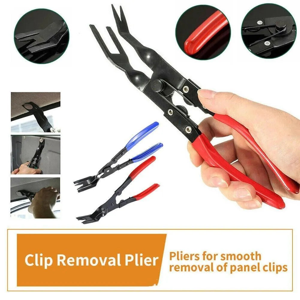 Blue automotive trim removal pliers with 235mm forged steel construction for door panel clips