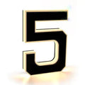 Waterproof LED luminous acrylic house number in style 0 with electroplated finish, mounted on wall