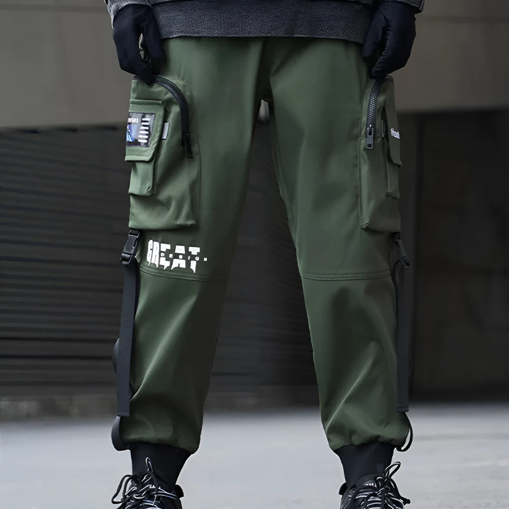 Men's High Street Fried Street Overalls Casual Middle Waist Micro Elastic 100% Polyester Workwear Trousers Black Green Available in Sizes M L XL 2XL 3XL
