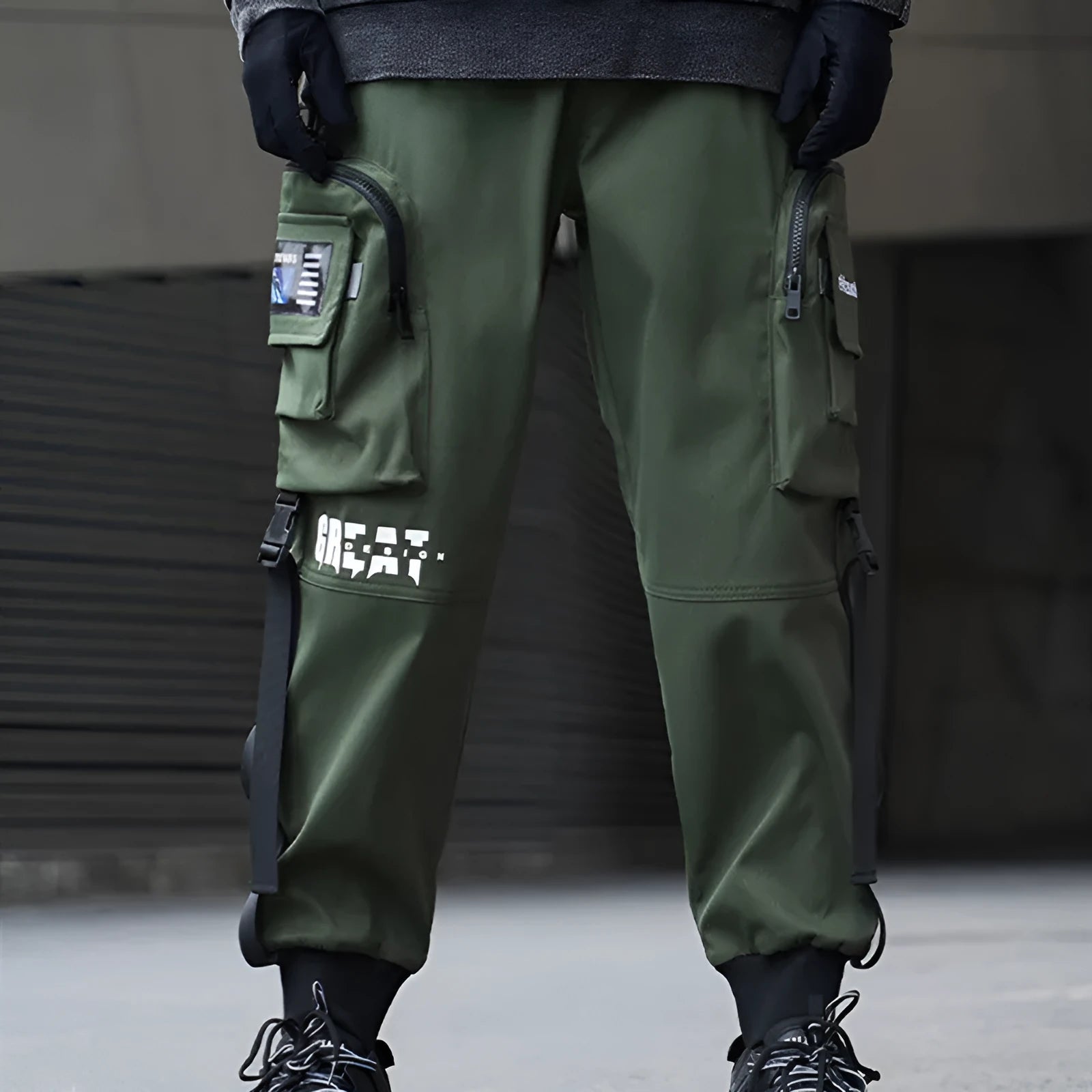 Men's High Street Fried Street Overalls Casual Middle Waist Micro Elastic 100% Polyester Workwear Trousers Black Green Available in Sizes M L XL 2XL 3XL