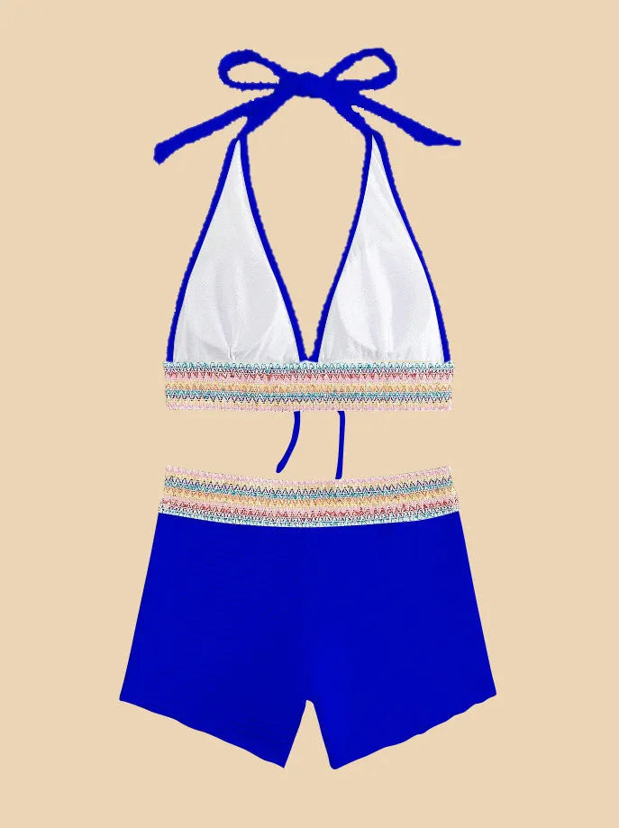 Women's high waist bikini swimsuit in two-piece design with polyester fabric