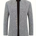 Men's solid colour cotton suit jacket loose fit blazer in black, gray, and navy blue