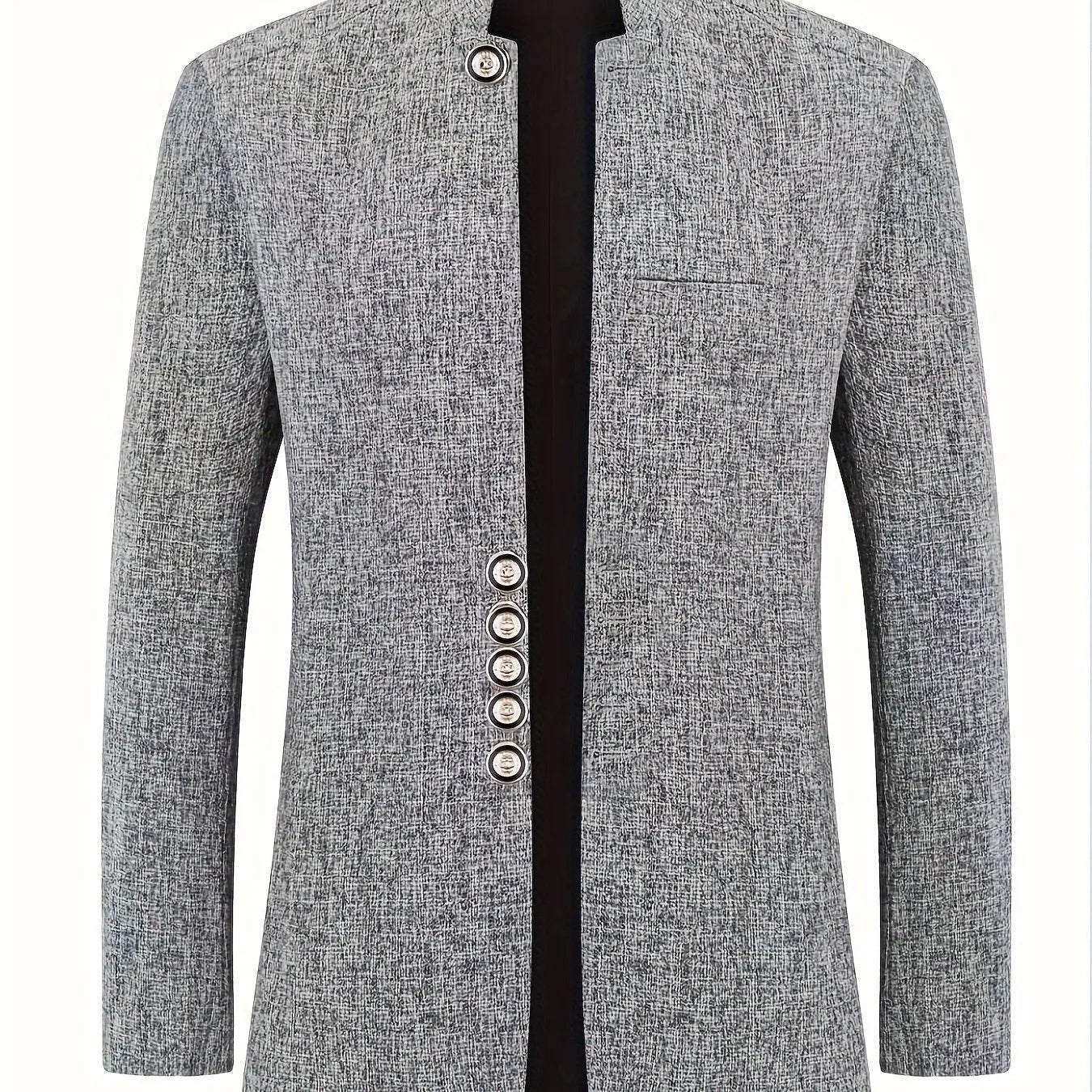 Men's solid colour cotton suit jacket loose fit blazer in black, gray, and navy blue