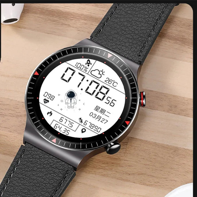 Black or white Bluetooth call smart watch with 1.28 inch screen, metal and plastic body, TPU silicone strap