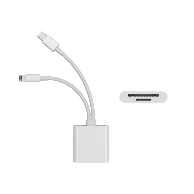 Type-C OTG SD TF memory card reader adapter cable with ABS shell and TPE line, 14.5 x 4 x 1.1 cm, in pearlescent bag