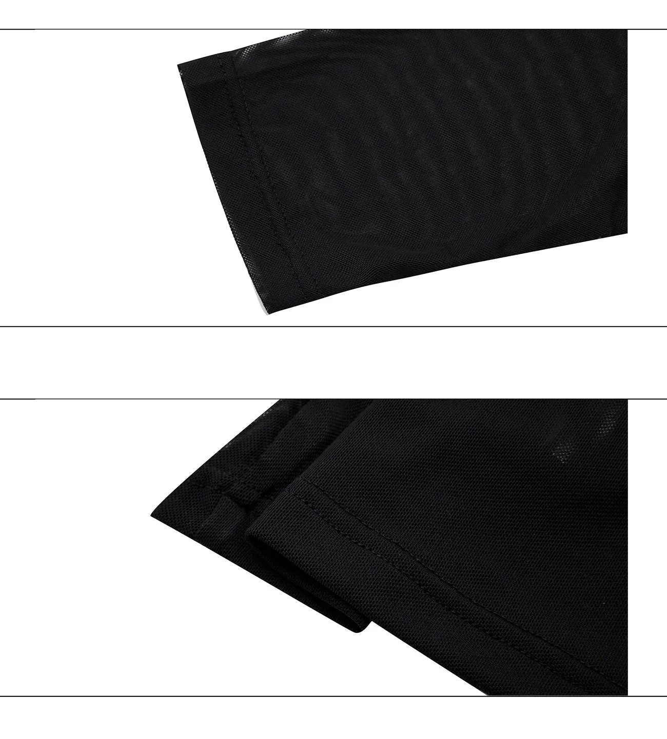 Niche Mesh Ice-feeling Slim Bottoming Shirt in black, showing long sleeves and slim fit on man.