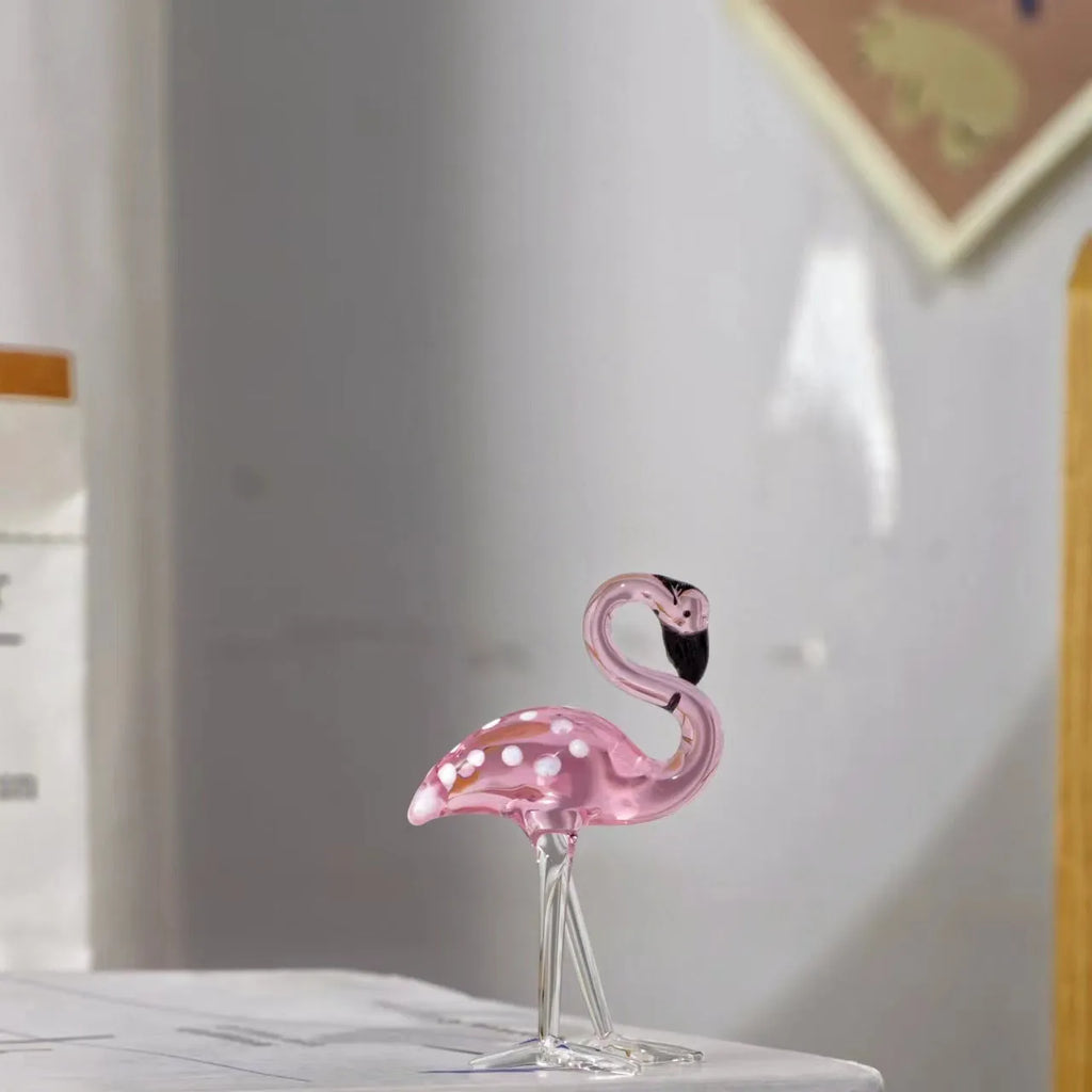 Pink crystal flamingo decorative ornament for tabletop display