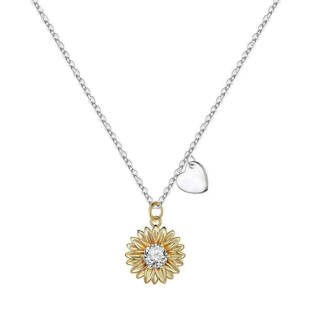 925 silver sunflower pendant necklace on a cross chain, adjustable from 21cm to 50cm.