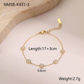 Geometric women's stainless steel bracelet with 18K gold electroplating alongside matching necklace