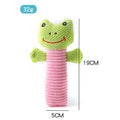 Soft cloth dog squeaky chew toy measuring 19cm by 5cm in stuffed animal shape