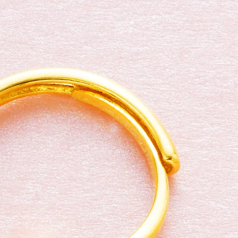 Adjustable women's placer gold zircon ring in six colour options with electroplated copper band