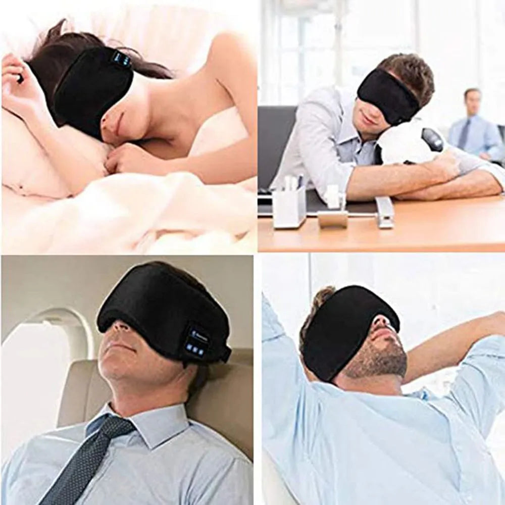Bluetooth 5.0 eye mask with built-in earphones, velvet material, grey and black options, elastic band