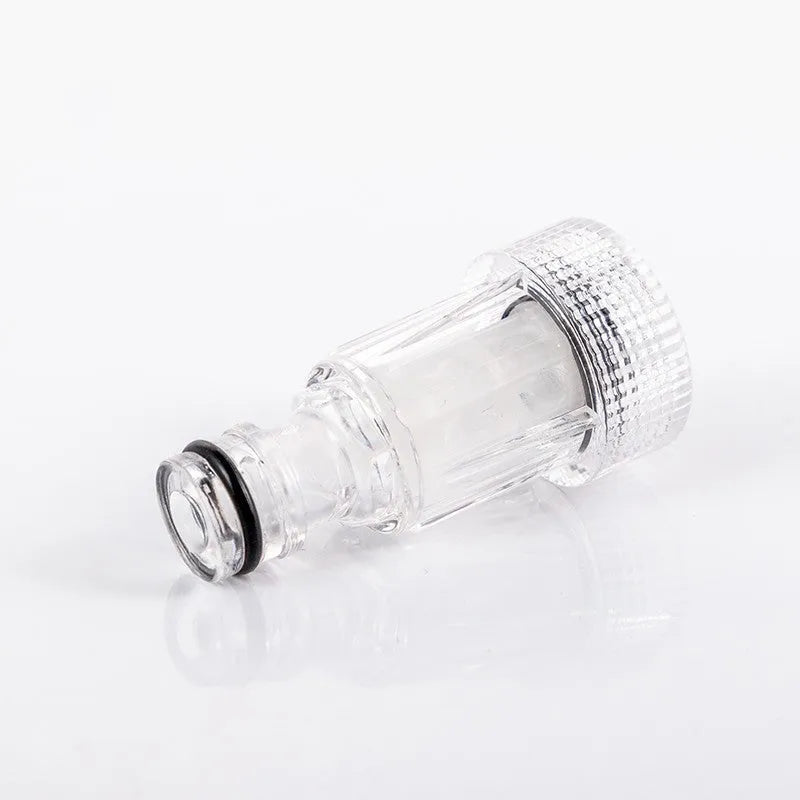 Transparent plastic water inlet joint for Karcher pressure washers with 3cm diameter