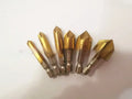 Titanium-plated high carbon steel five-blade chamferer six-piece set for woodworking holes sizes 6-19 mm