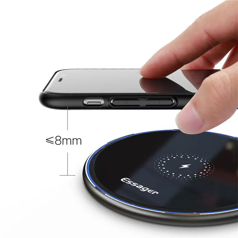 Black or white aluminium alloy wireless charging pad with LED status light