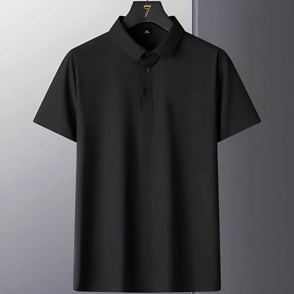 Non-ironing solid colour men's short sleeve business casual top in nylon fabric