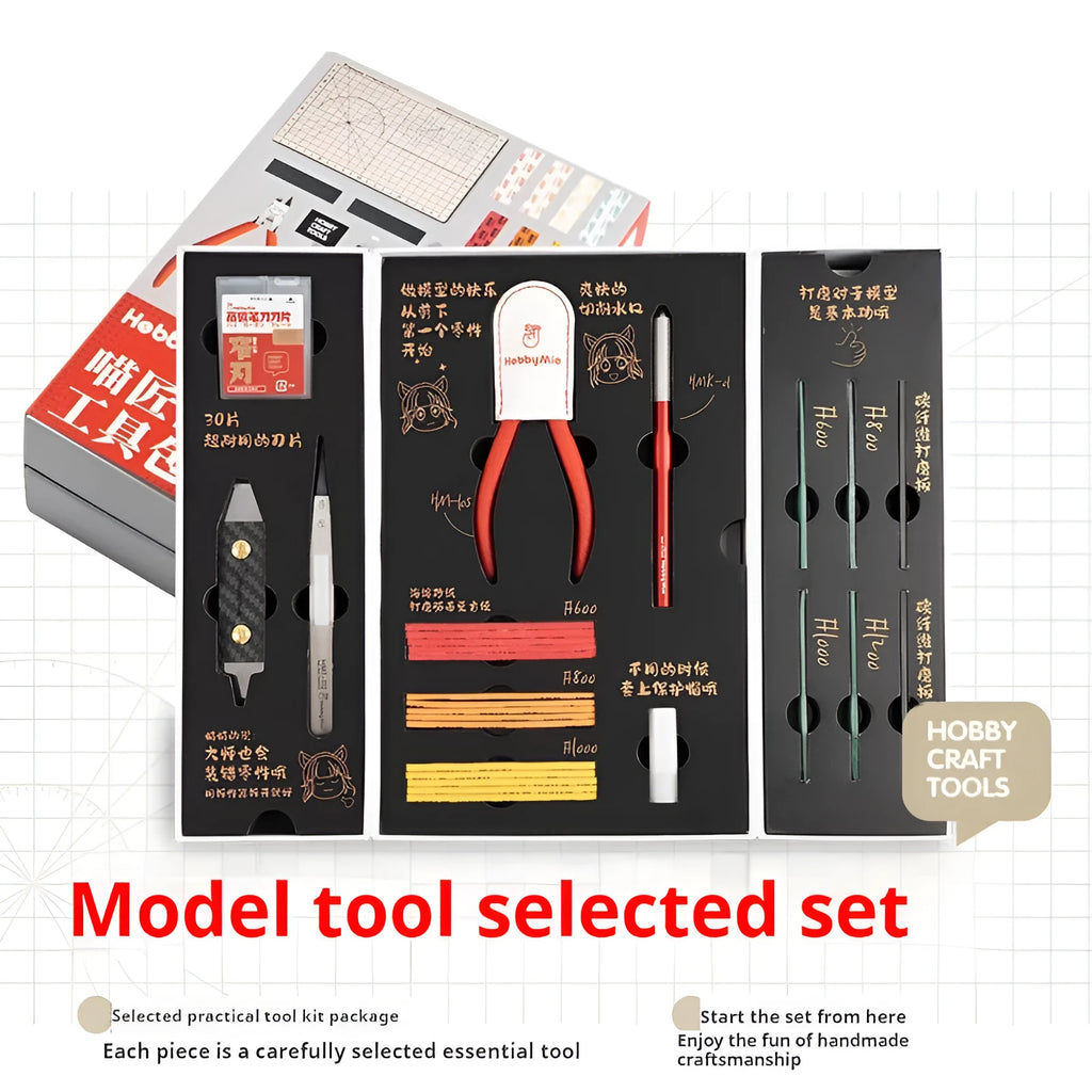 Meow Maker Model Tool Featured Set containing metal precision tools for scale model and miniature kit assembly