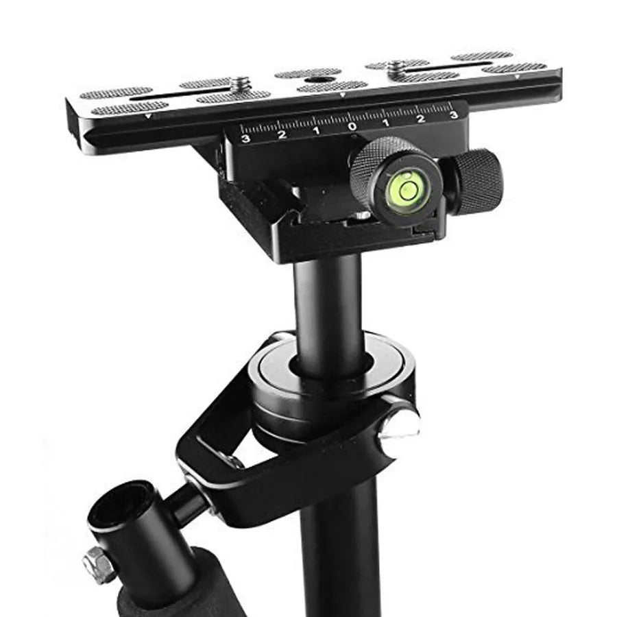Black S40 and S60 handheld camera stabilisers with adjustable height mechanism
