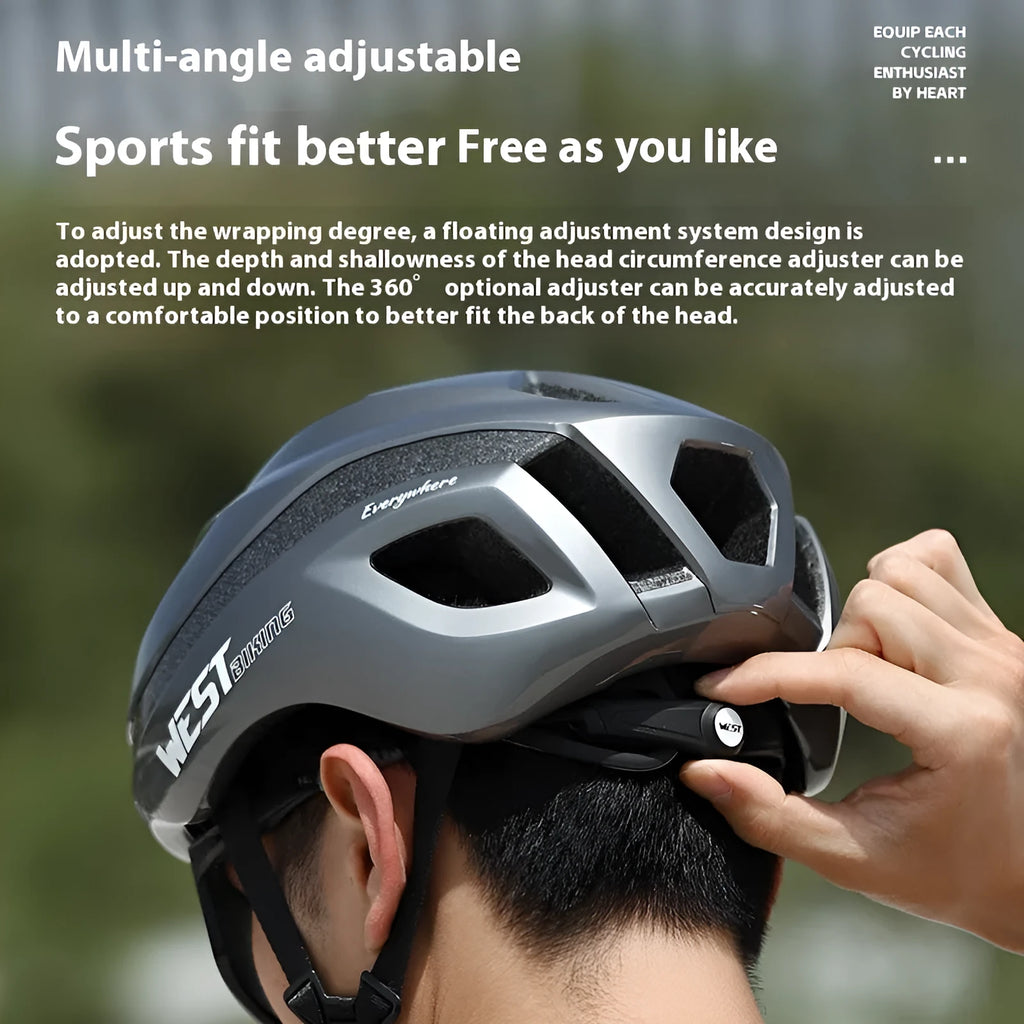 Road bike safety helmet with PC/EPS construction in six colour options showing 58-61cm sizing
