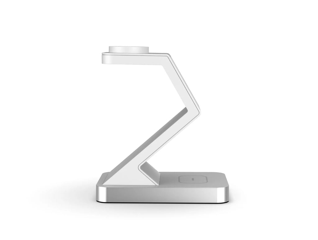 Three in one magnetic wireless charger phone holder with Type-C interface, shown in black or white, X3 suit model