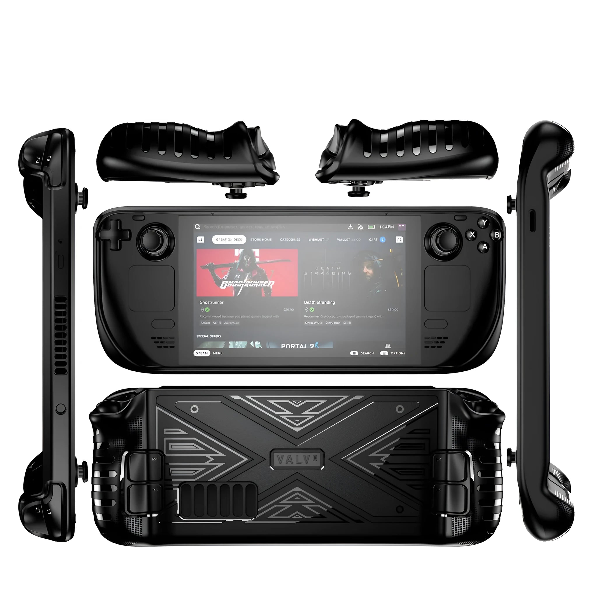 Soft TPU protective shell for a handheld game console in red, blue, and black colour options.
