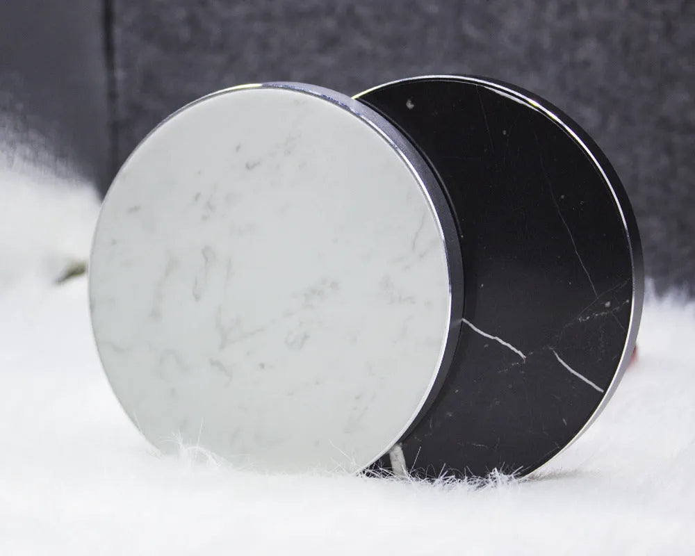 Marble wireless charger 10W Qi pad 100x100x8.5mm in Black or White