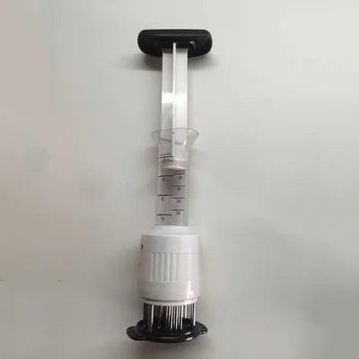 Stainless steel meat tenderizer and marinade injector syringe with PP and ABS shell, 22.5cm height, 6.7cm diameter