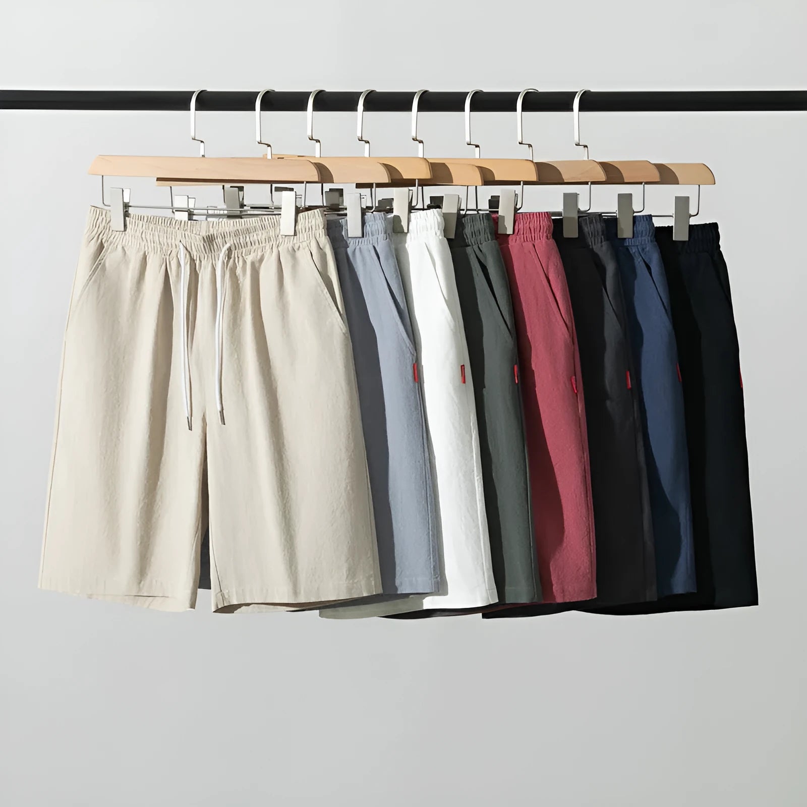 Cotton and linen cropped casual trousers in a solid colour with a drawstring waist.