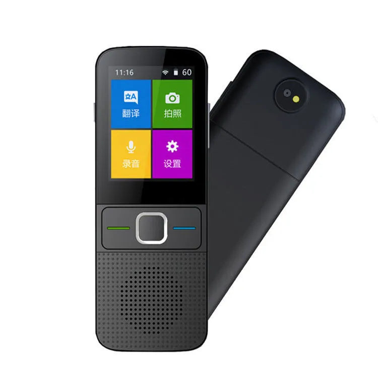 Black voice synchronization translator with 5MP camera and 125-hour battery, 13.3x5.1x1.3cm