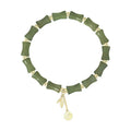 Green Chinese bamboo design Hetian jade bracelet and matching necklace set