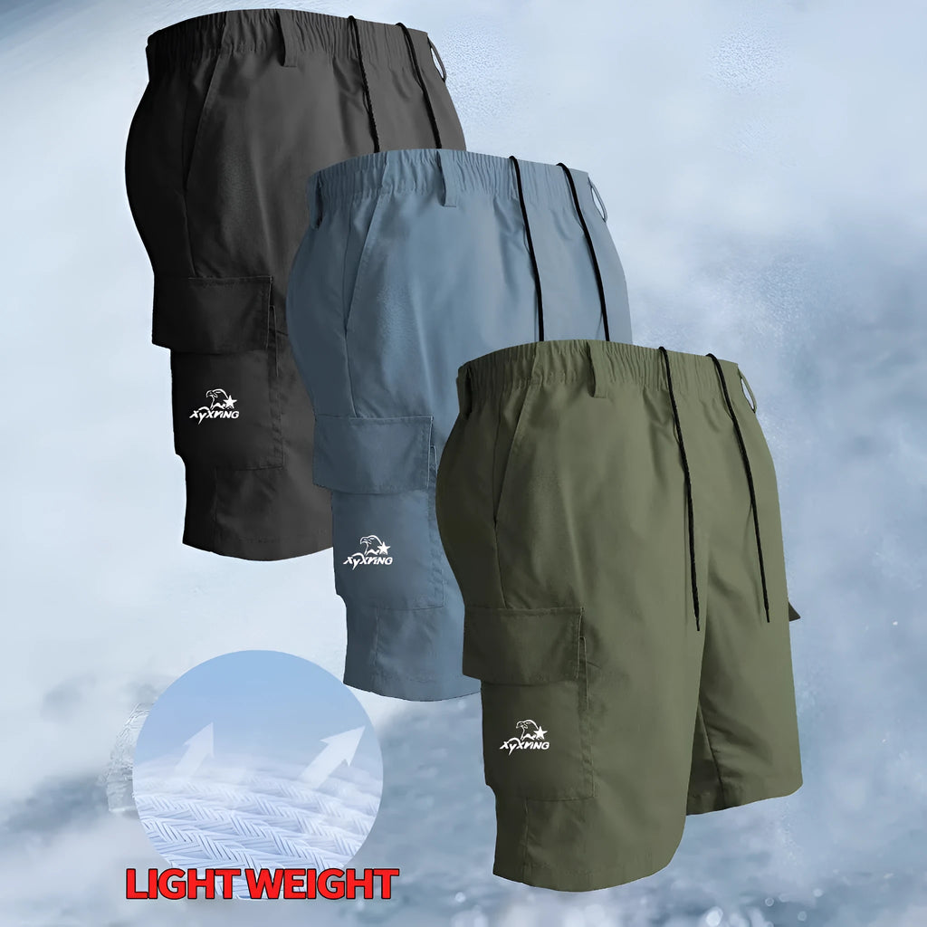 Loose straight-leg casual shorts in American sports style with micro elastic polyester fabric
