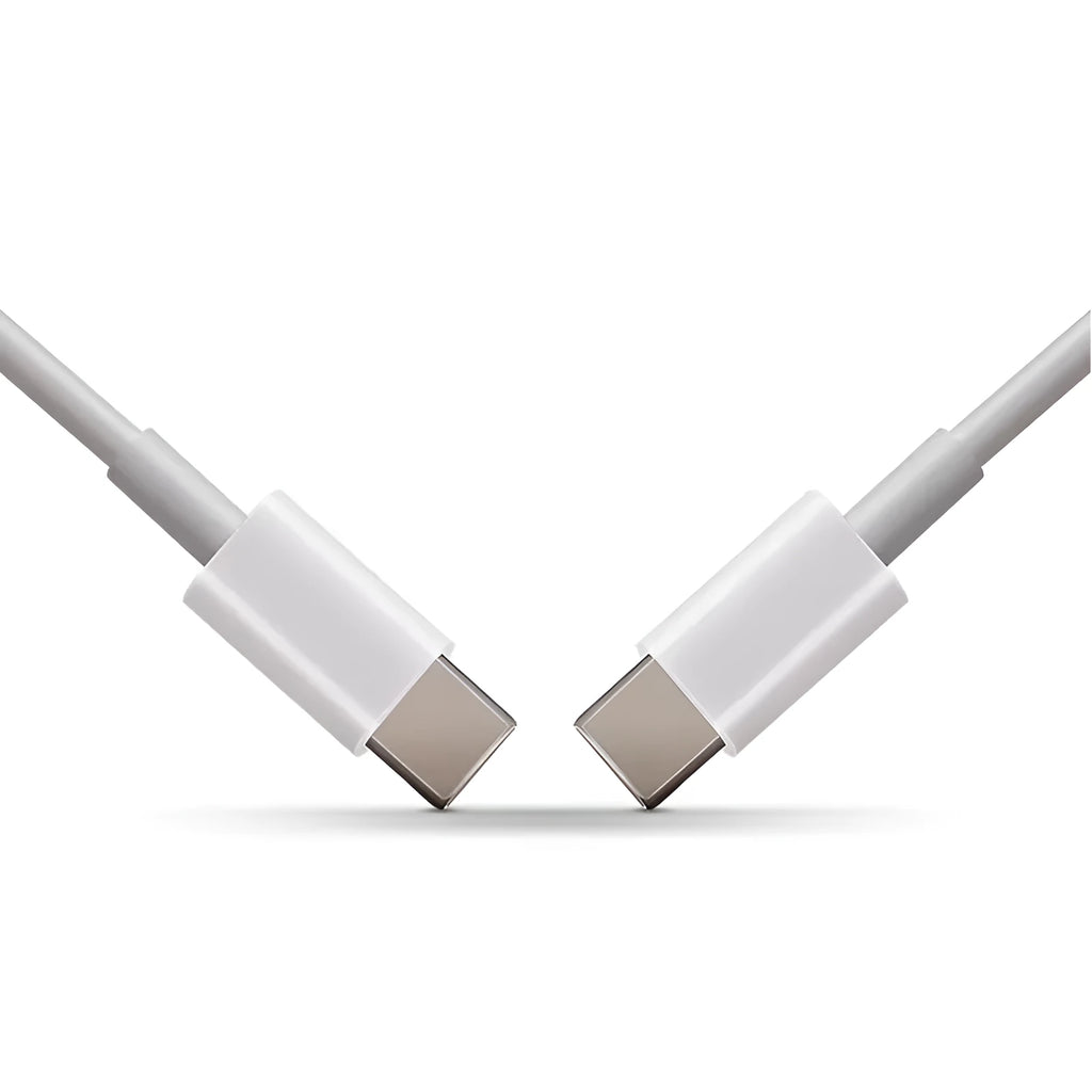 White USB to Type-C charging cable for Apple MacBook laptops, 1 metre length