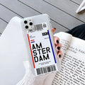 Blue-red graffiti ticket design on a flexible TPU and silicone iPhone back cover case.