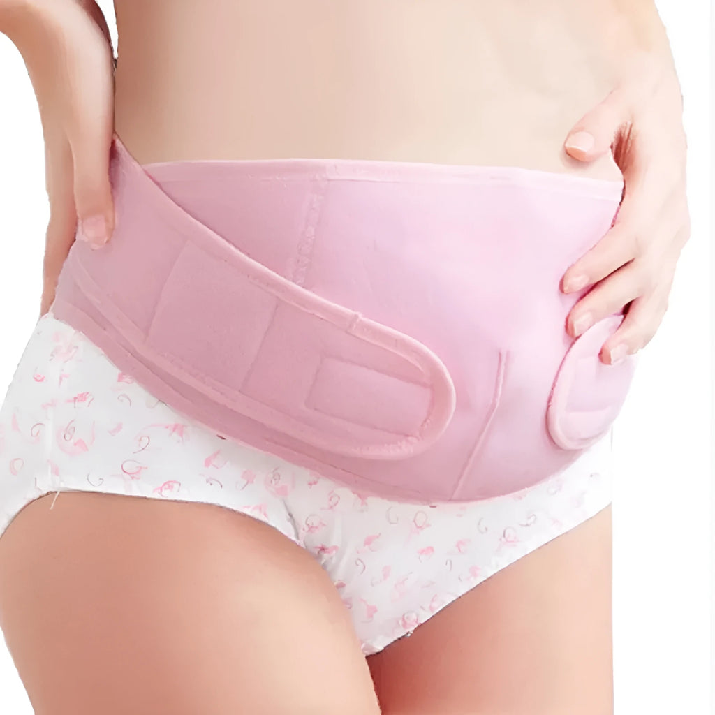 Cotton maternity support belt in pink, pre-pregnancy stomach lift, L 155cm length